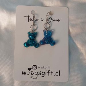 Aros Colgante oso Azul Turquesa