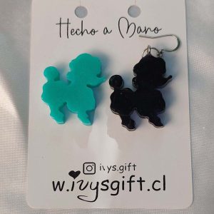 Aros Poodle Turquesa y negro
