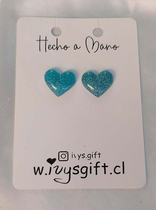 Aros Corazón Curvo Celeste