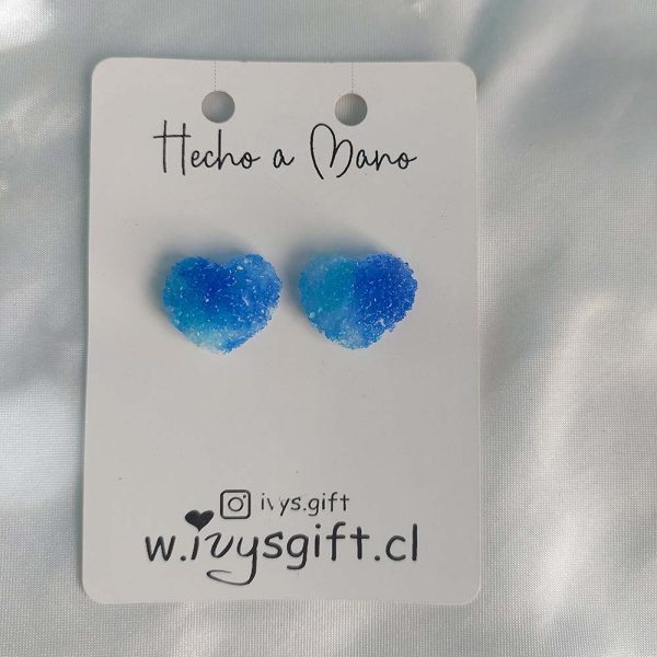Aros Corazón azucarado Azul Rey con Azul cielo