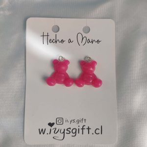 Aros Colgante Oso Rosado 2