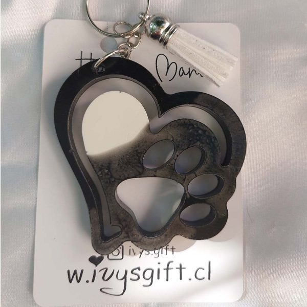 Llavero Patita Corazón Negro con Blanco