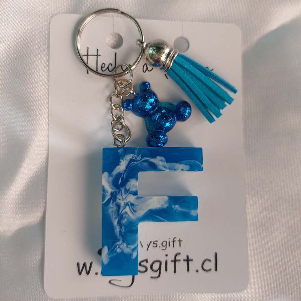 Llavero Letra F 16 azul con blanco
